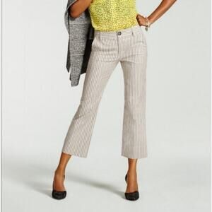 CABI Pants SZ 6 #5316 Stripe Tick Tock Crop Business Work Office Cotton Stretch